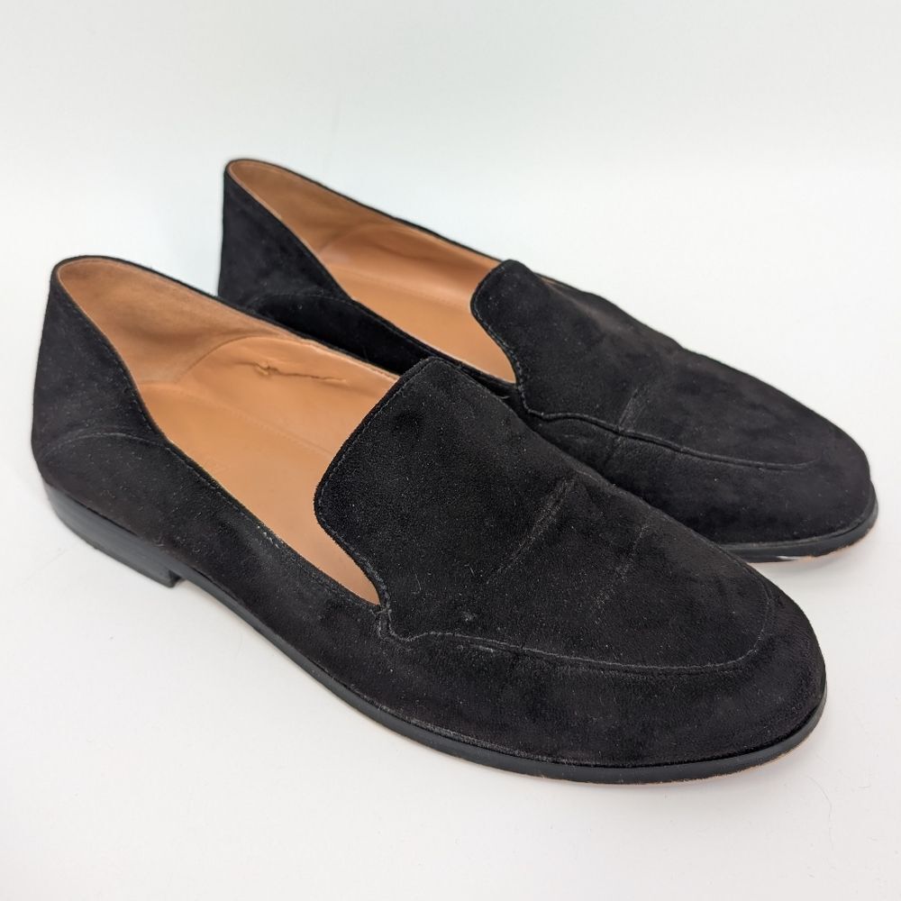 J. Crew Women's Classic Preppy Black Vegan Suede Slip-On Loafers Flats Shoes 7
